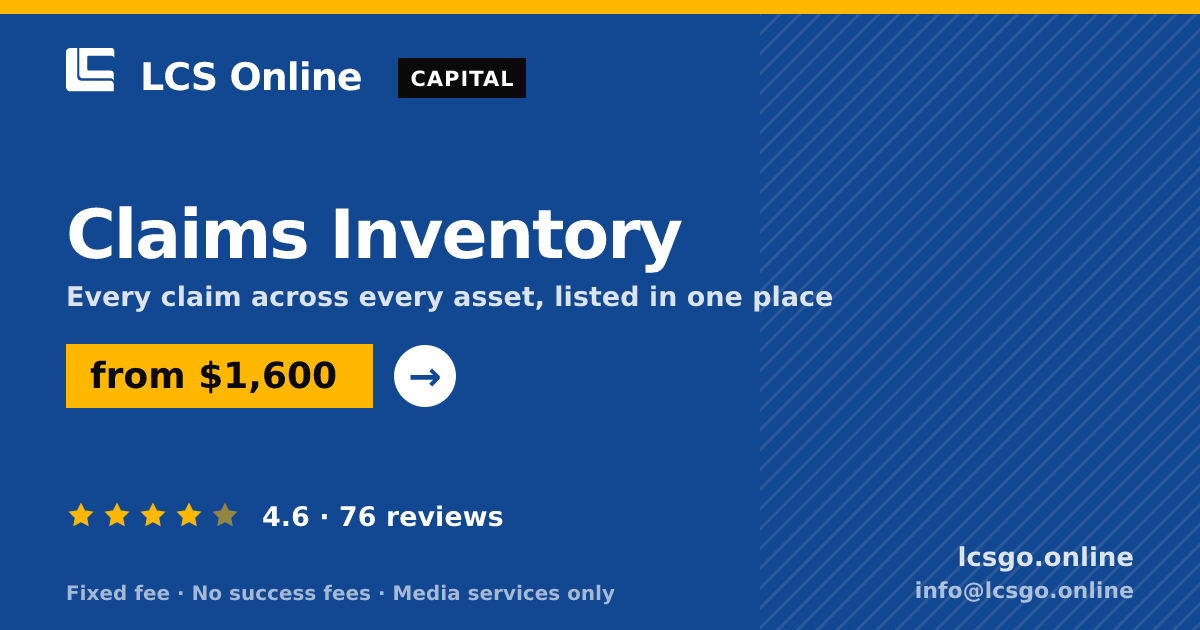 Claims Inventory — from $1,600, rated 4.6/5 across 76 reviews. LCS Online.