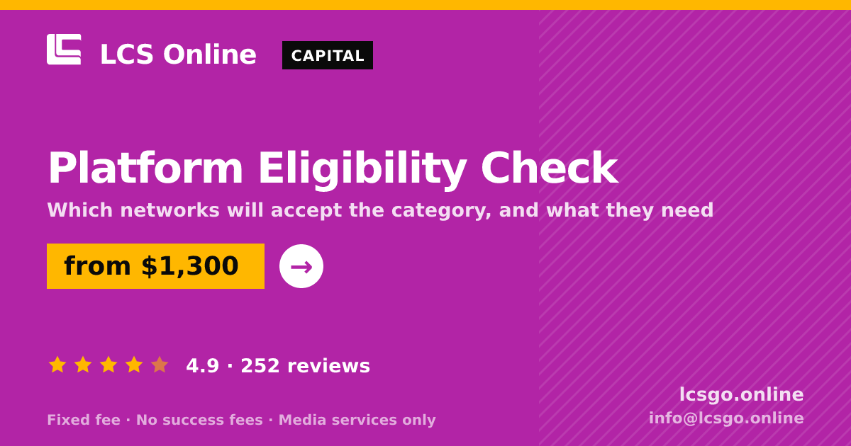 Platform Eligibility Check — from $1,300, rated 4.9/5 across 252 reviews. LCS Online.