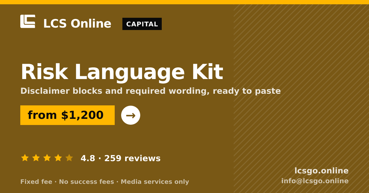 Risk Language Kit — from $1,200, rated 4.8/5 across 259 reviews. LCS Online.